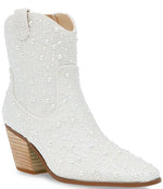 Load image into Gallery viewer, Blue by Betsey Johnson Diva Bridal Pearl Embellished Western Booties - Size 9.5

