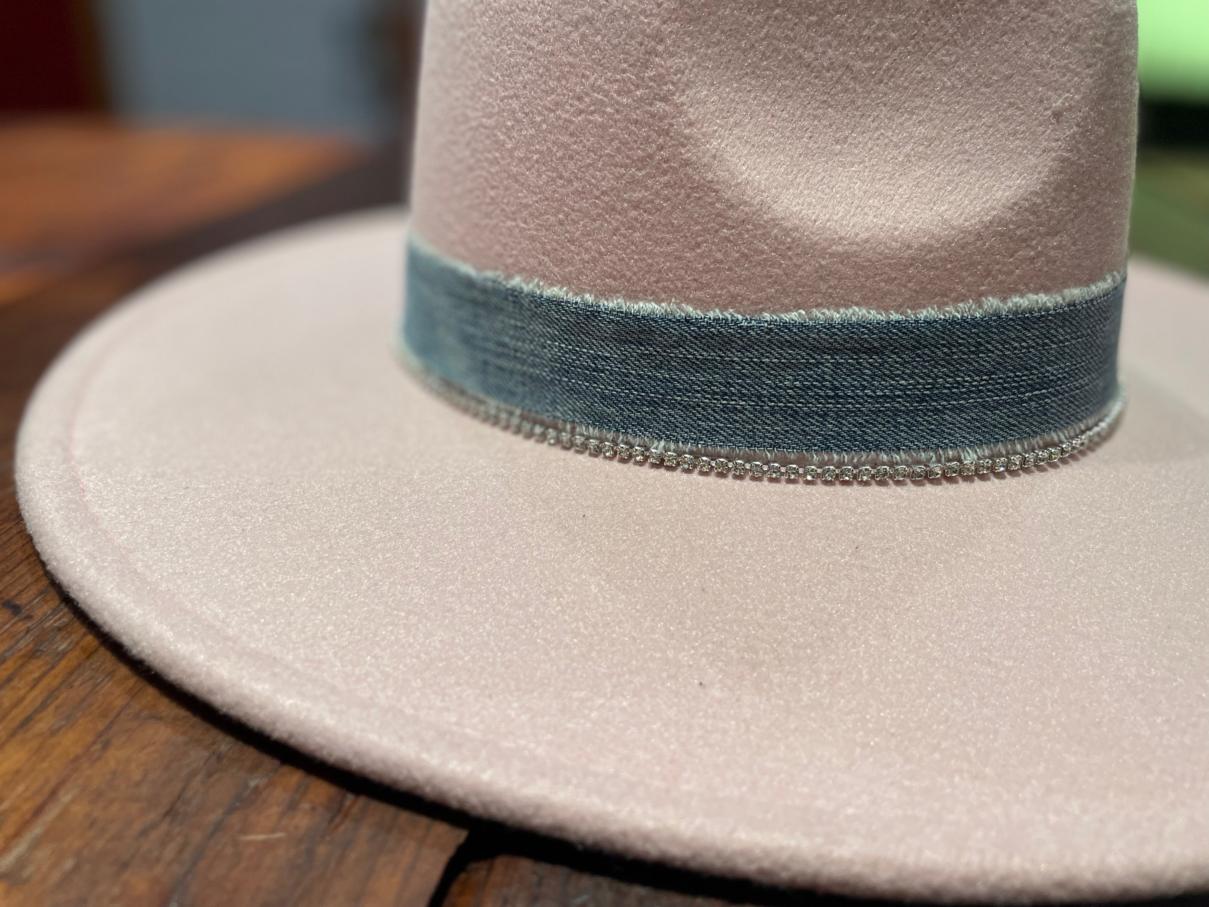 Custom Blush Felt Wide Brim Hat