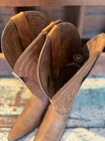 Load image into Gallery viewer, Ariat: Women's Heritage X Toe Elastic Wide Calf Western Boot in Distressed Brown
