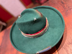 Load image into Gallery viewer, Custom Green Branded + Burned 100% Wool Wide Brim Hat
