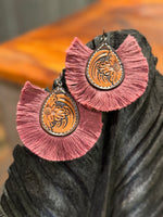 Load image into Gallery viewer, Hand Tooled Fringe Earrings
