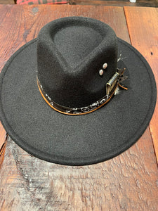 Custom Black Felt Wide Brim Hat