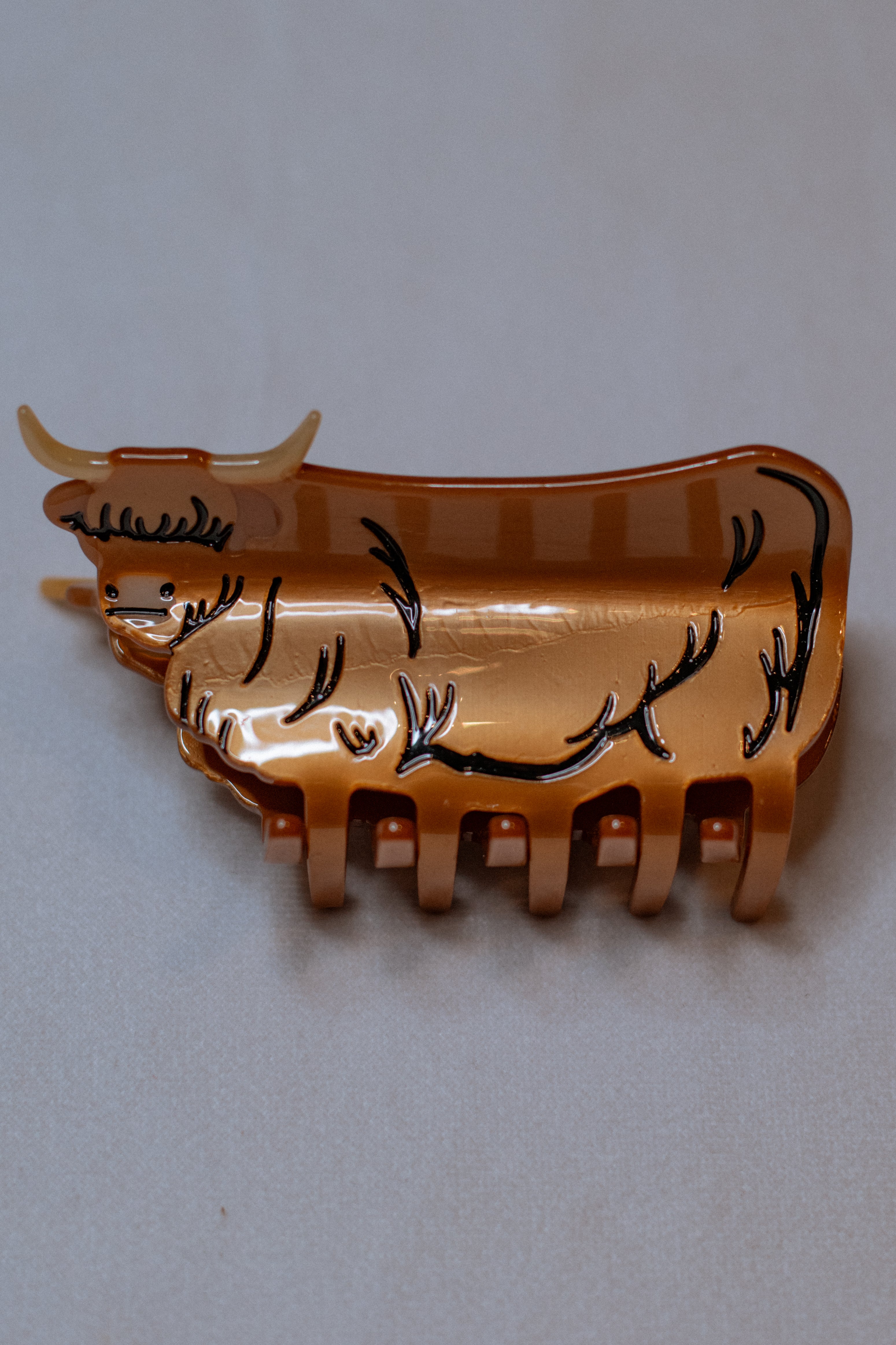 Metallic Highland Cow Claw Clip
