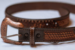 Load image into Gallery viewer, Floral Basket Hand Tooled Leather Belt
