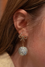 Load image into Gallery viewer, Disco Ball and Ribbon Dangle Earrings
