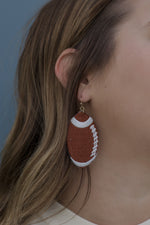 Load image into Gallery viewer, Varsity Patch Football Earrings
