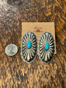 Sterling Silver & Turquoise Concho Earrings