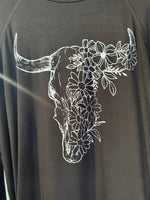 Load image into Gallery viewer, Floral Longhorn French Terry Pullover 
