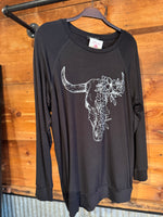 Load image into Gallery viewer, Floral Longhorn French Terry Pullover 
