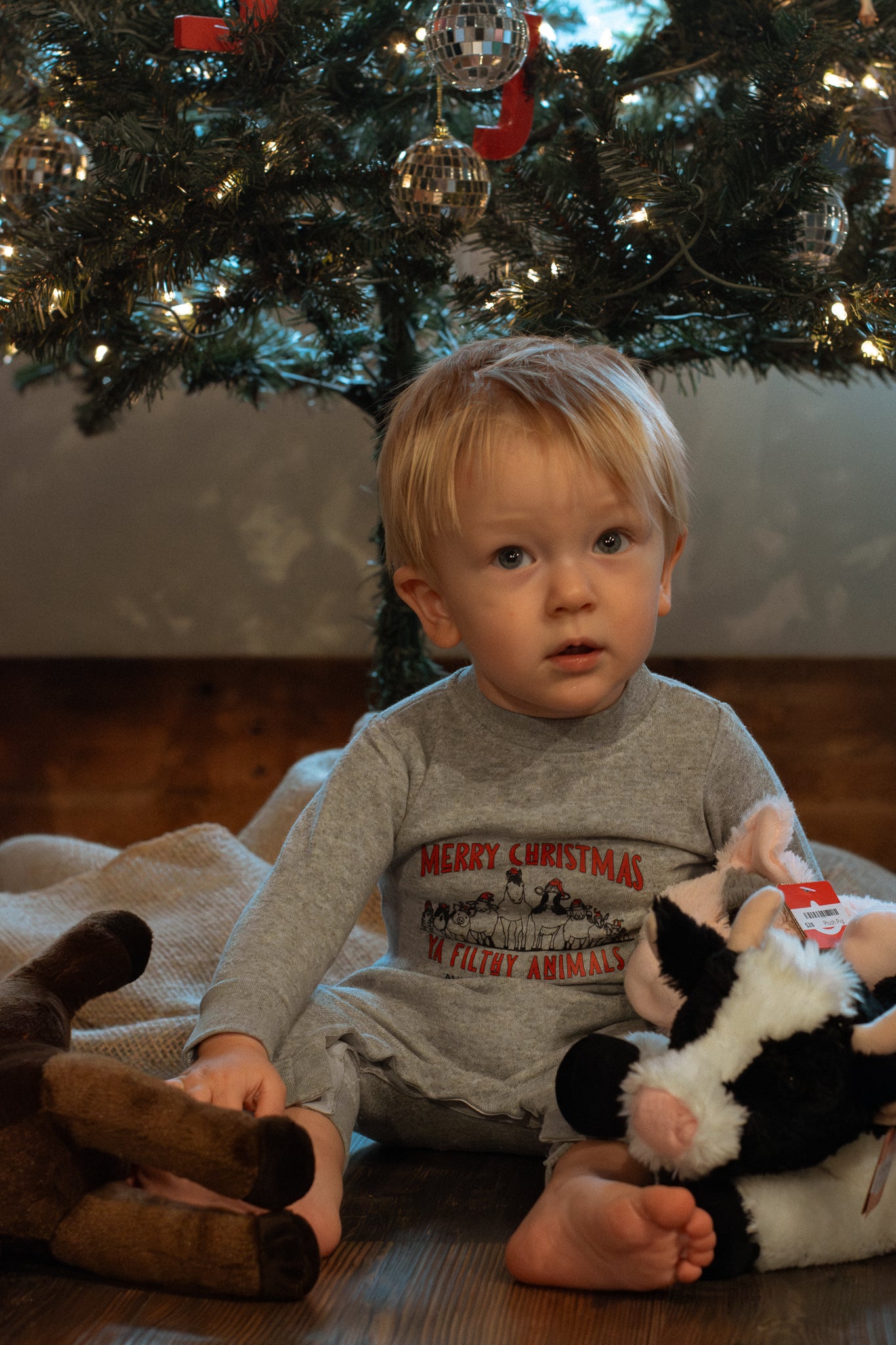 'Merry Christmas Ya Filthy Animals' Baby Fleece Onesie