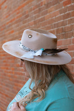 Load image into Gallery viewer, Open Heart Branded + Burned 100% Wool Wide Brim Hat

