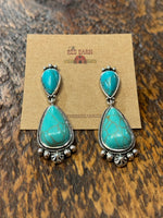 Load image into Gallery viewer, Faux Turquoise Teardrop Post Earrings
