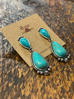 Load image into Gallery viewer, Faux Turquoise Teardrop Post Earrings

