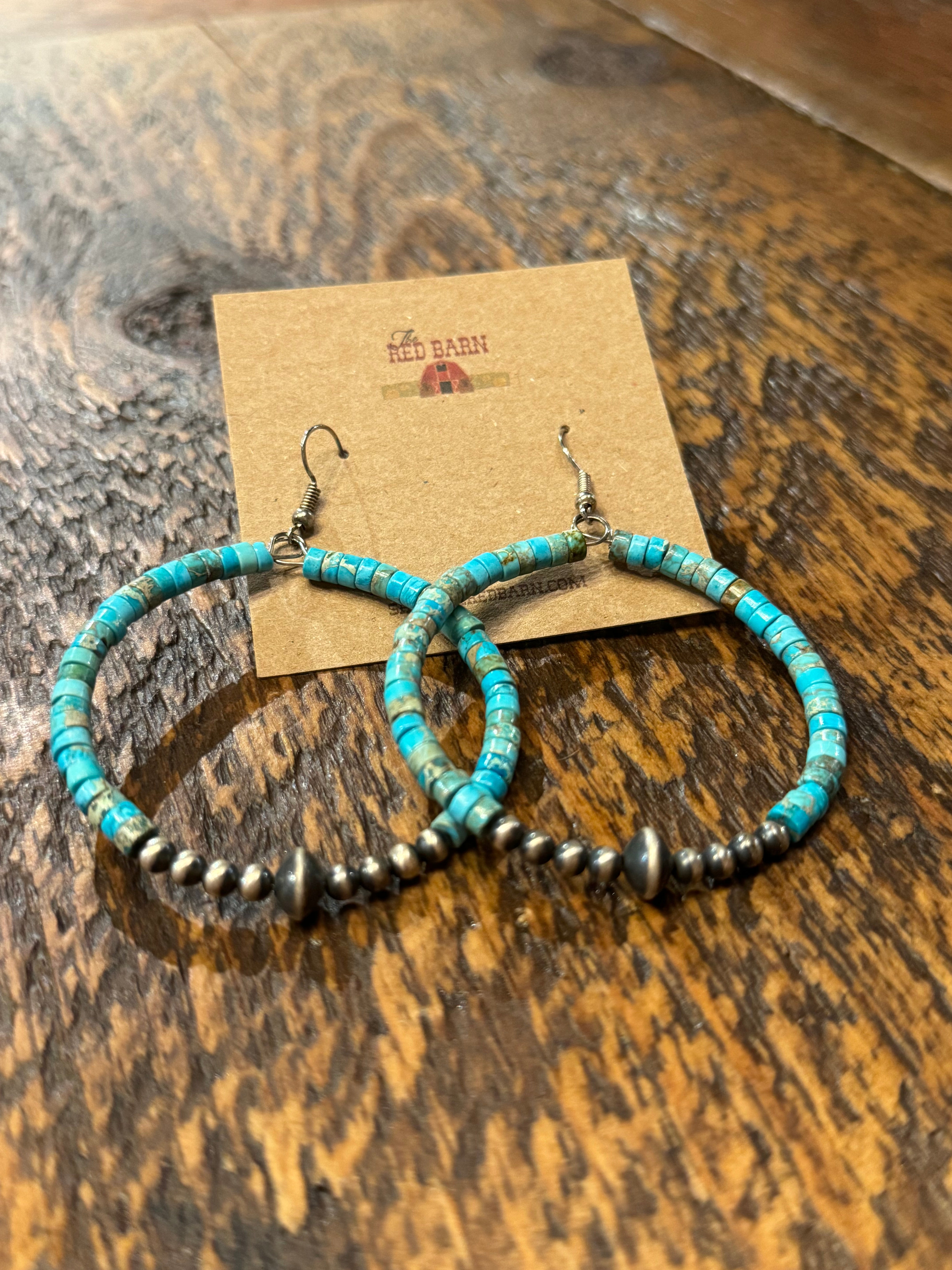 Variscite + Navajo Pearl Hoop Earrings