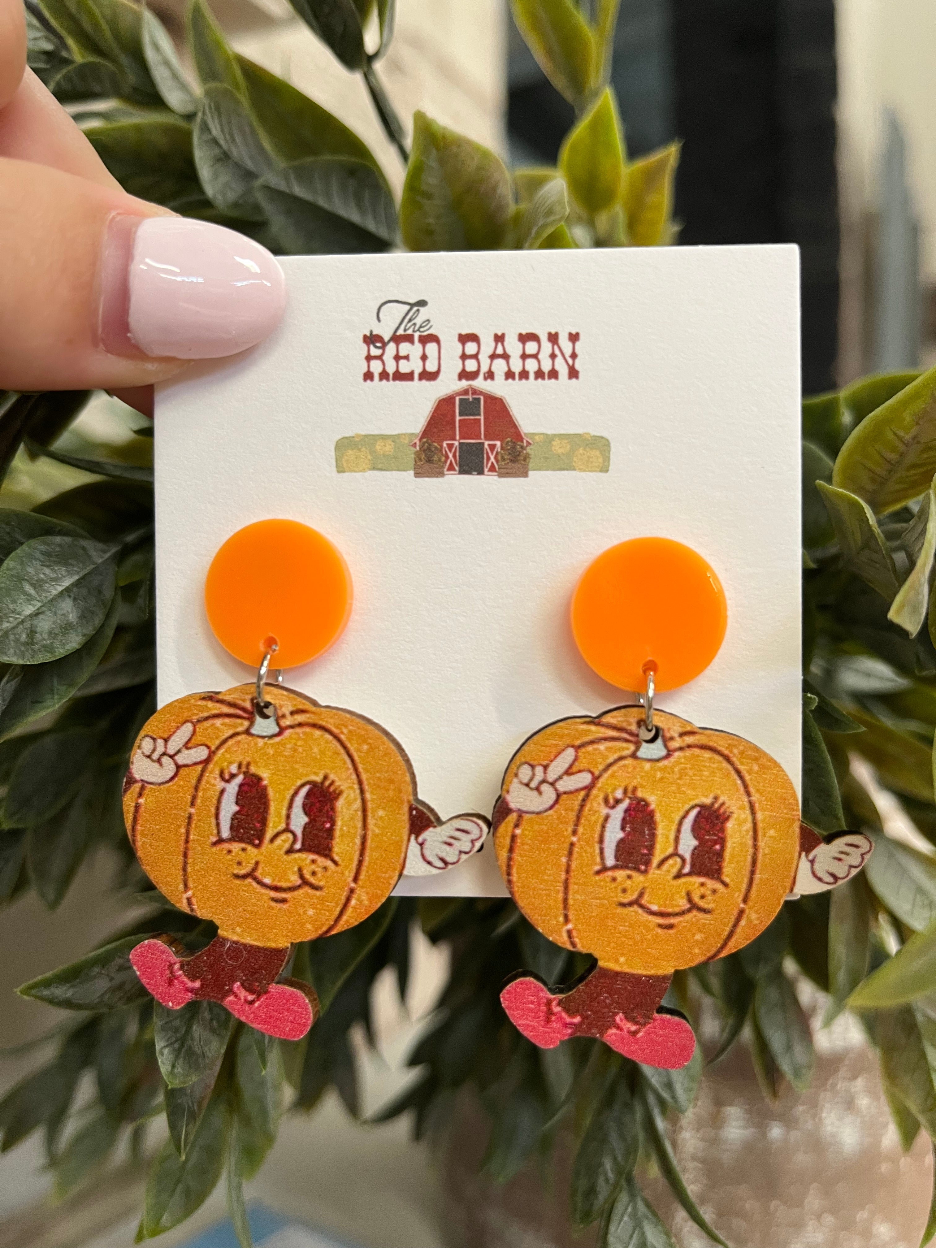 Vintage Pumpkin + Silly Face Ghost Earrings