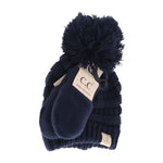 Load image into Gallery viewer, Baby Solid Knit Pom C.C Beanie &amp; Mitten Set
