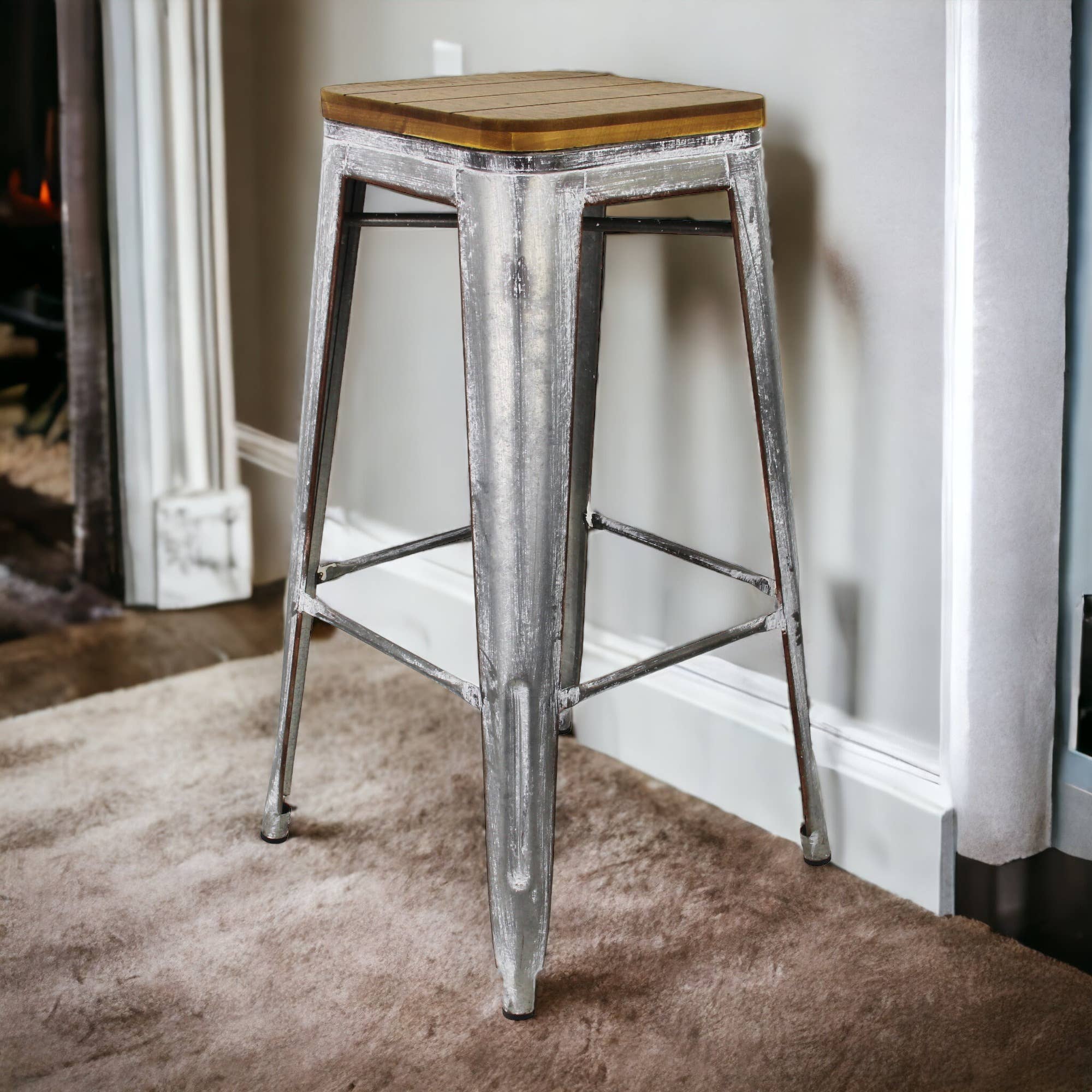 Bar Height Wooden Top Stools