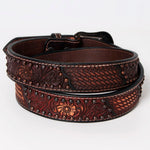 Load image into Gallery viewer, Floral Basket Hand Tooled Leather Belt

