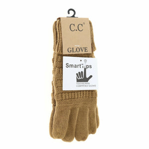 Solid Cable Knit C.C SmartTip Gloves