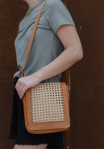 Leather and Rattan Crossbody