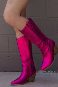 Hot Pink Metallic Howdy Cowgirl Boots