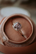 Load image into Gallery viewer, Pink Gem Cushion Cut Rose Gold Ring

