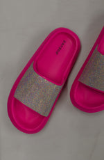 Load image into Gallery viewer, Hot Pink + Bling Slides
