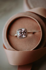 Load image into Gallery viewer, Pink Gem Cushion Cut Rose Gold Ring
