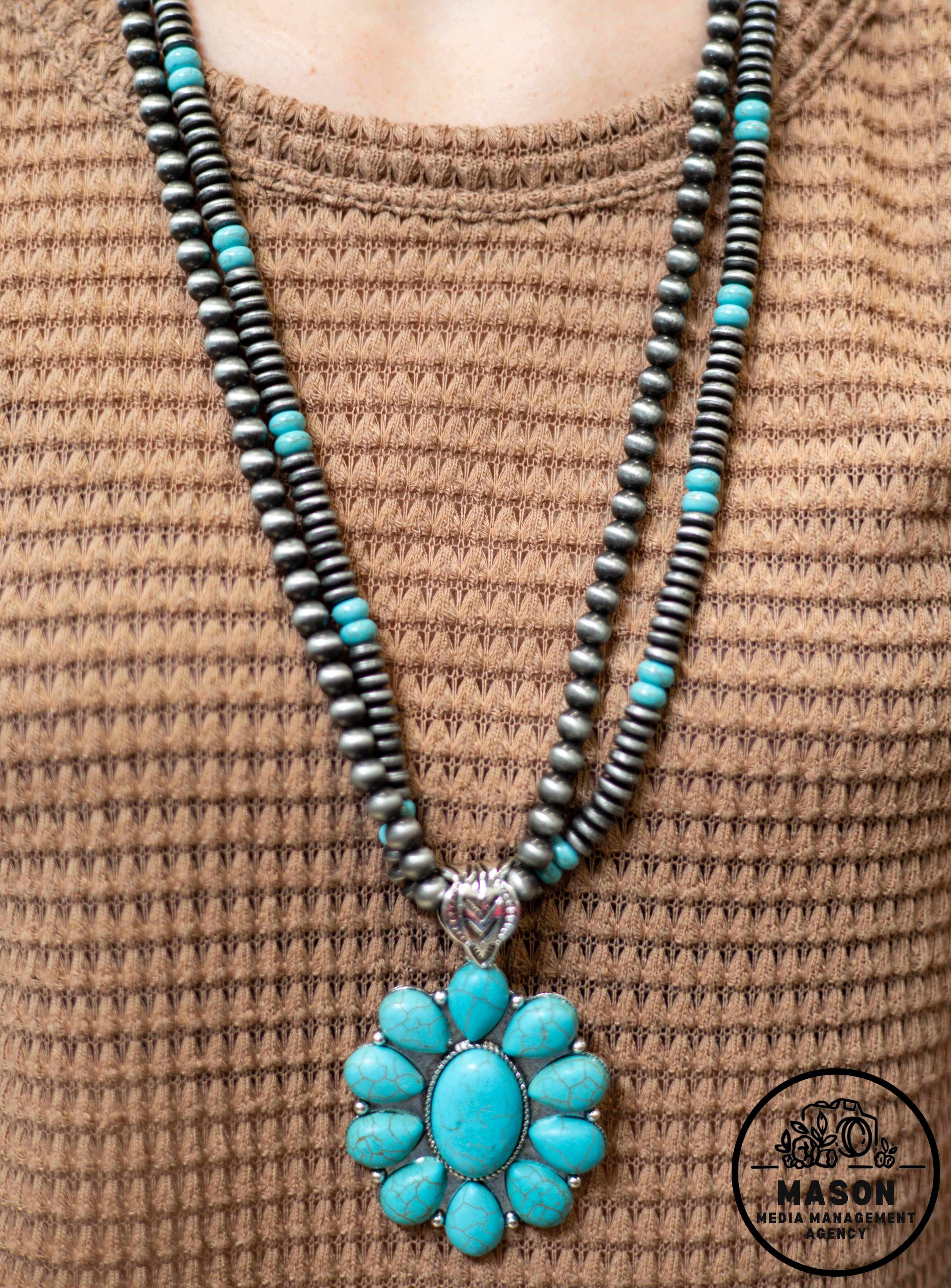 Ranch Wifey Turquoise Squash Blossom Necklace