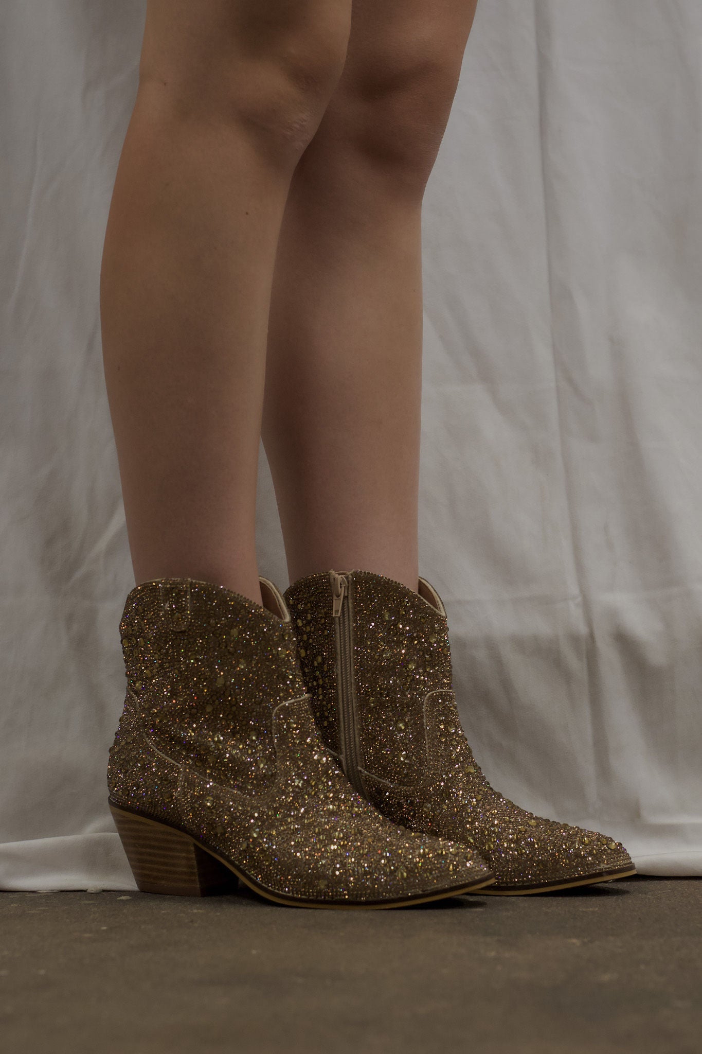 Shine Bright Gold Bling Cowgirl Booties