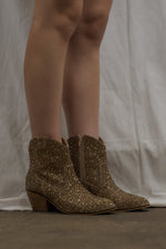 Load image into Gallery viewer, Shine Bright Gold Bling Cowgirl Booties

