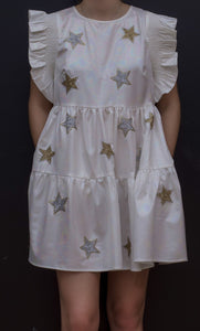 Sequin Star Pearlecent Babydoll Dress