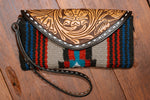 Load image into Gallery viewer, Serape Tooled Leather Wristlet
