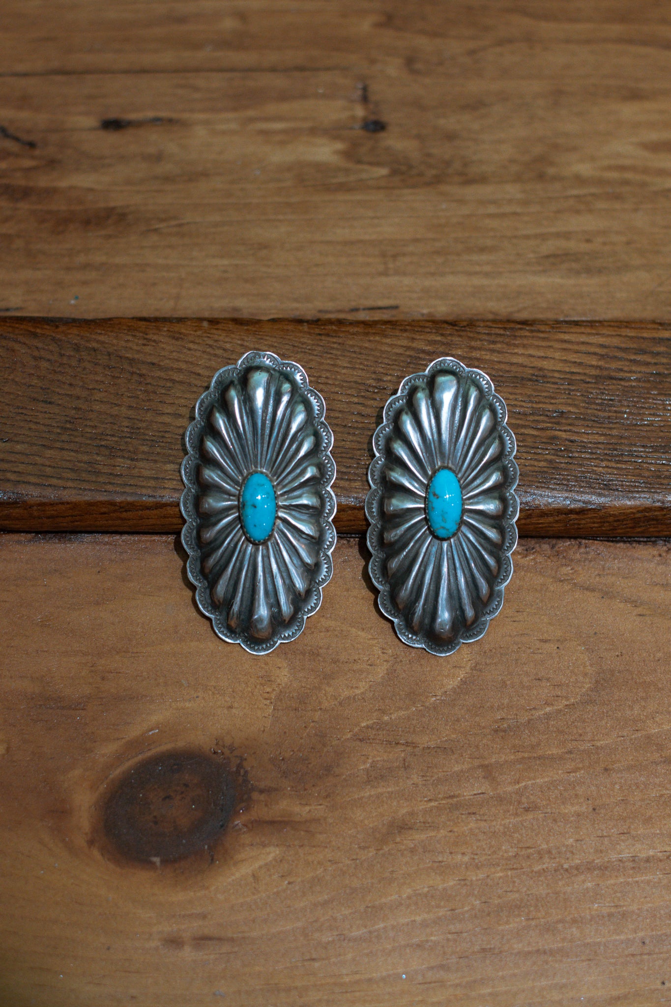 Sterling Silver & Turquoise Concho Earrings