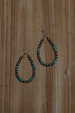 Load image into Gallery viewer, Genuine Turquoise Teardrop Earrings with Navajo Pearls
