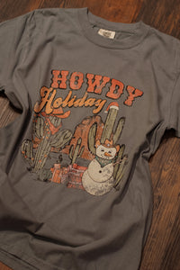 Distressed 'Howdy Holidays' Tee