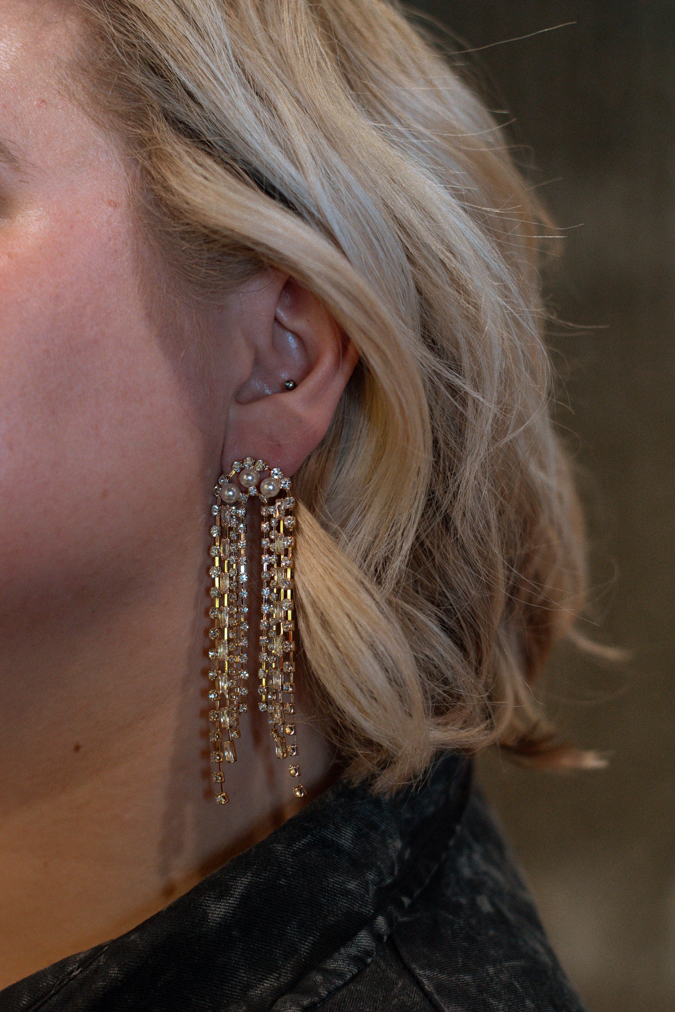 Gold Pearl Dazzling Earrings