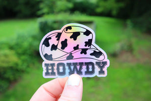 Howdy Cow Print Holographic Sticker