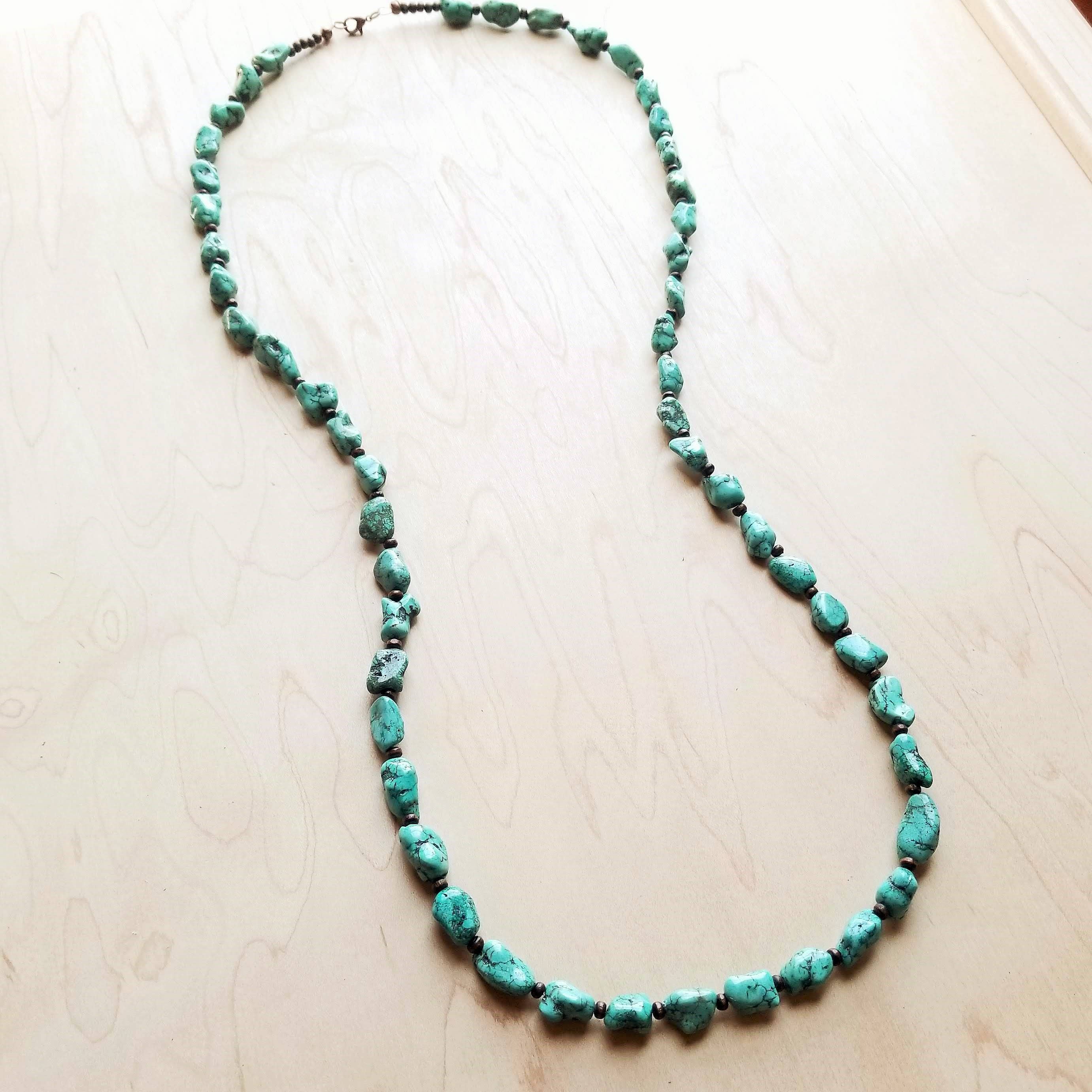 Chunky Turquoise + Wood Beaded Necklace