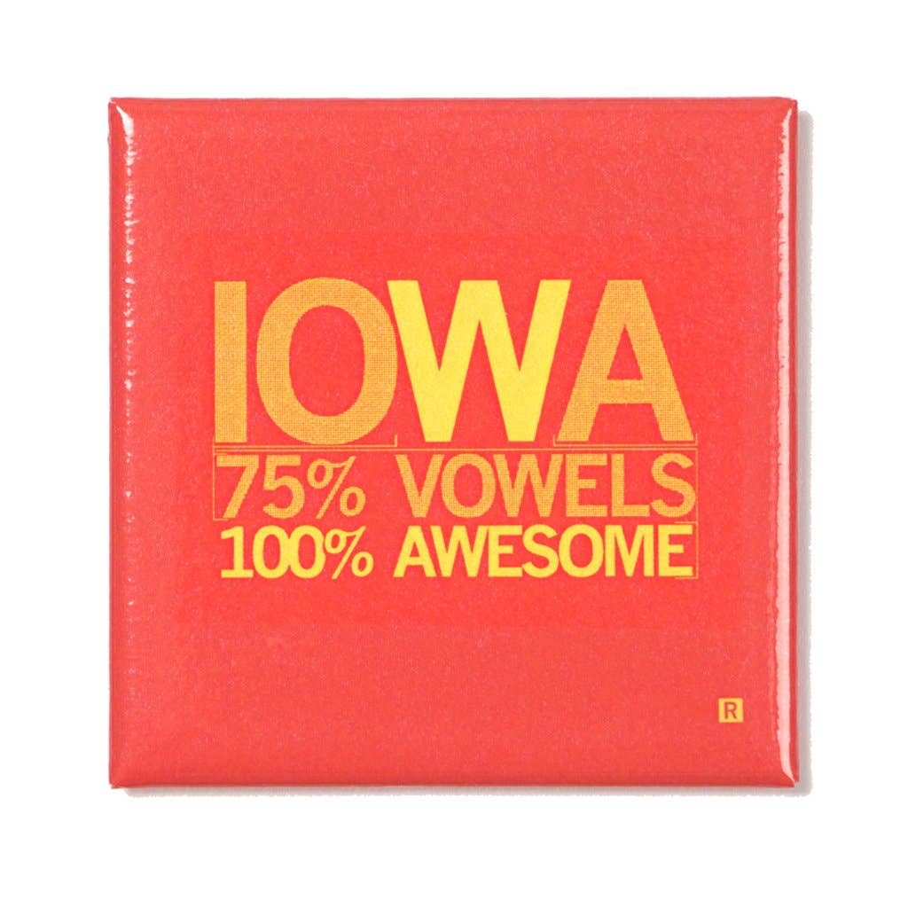 Iowa Vowels Metal Magnet - Red