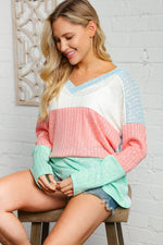 Load image into Gallery viewer, Pastel Multi Stripe V-Neck Top
