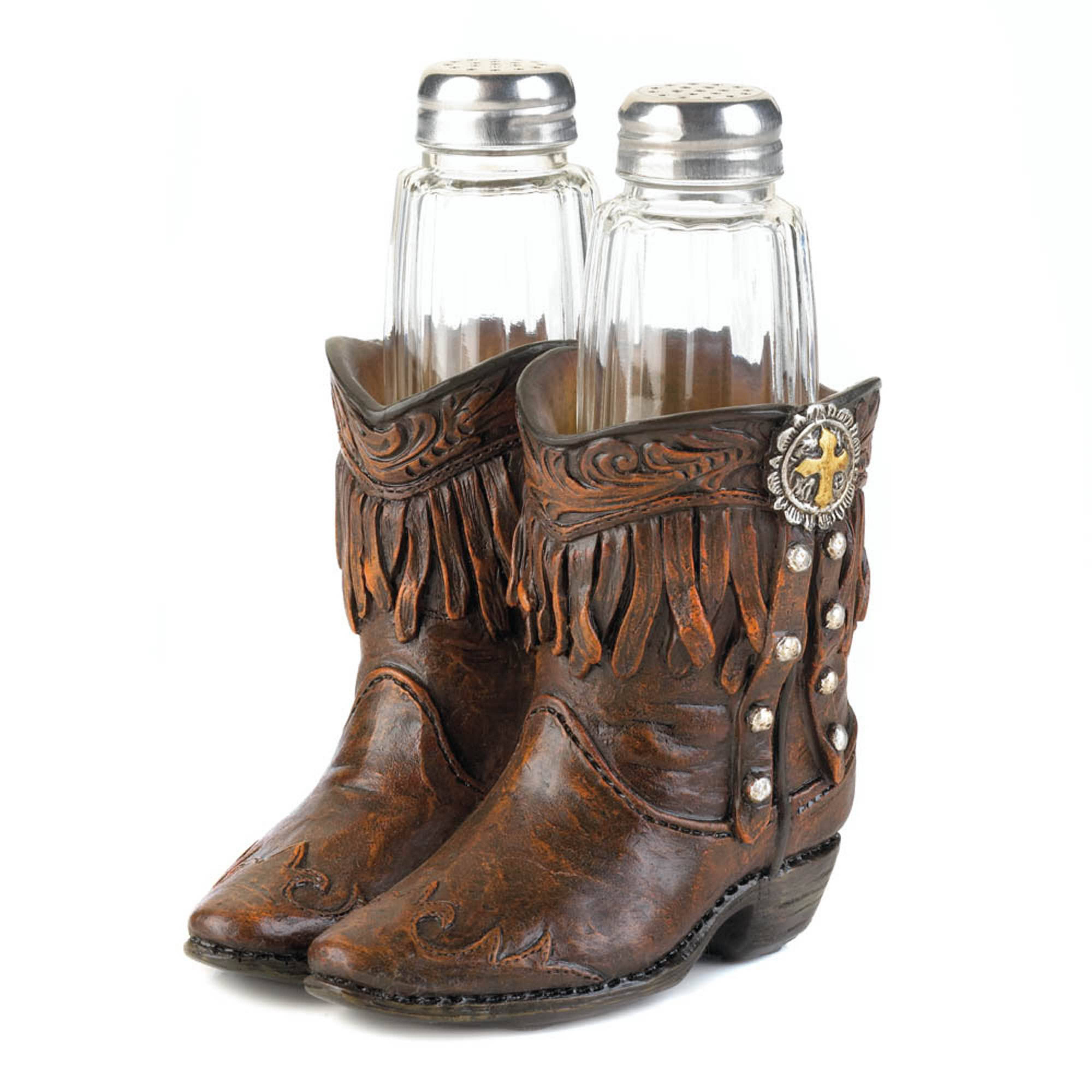 Cowboy Boots S and P Shakers Holder Set