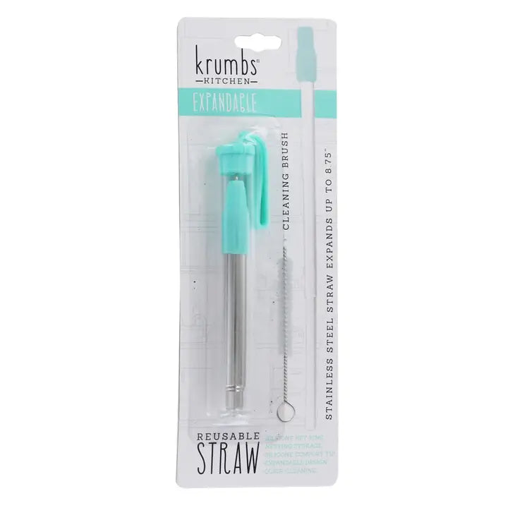 Expandable Reusable Steel Straw & Cleaning Brush