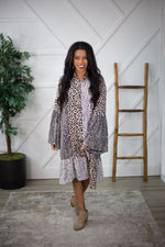 Load image into Gallery viewer, Button-Up Country Leopard Collared Dress/Duster
