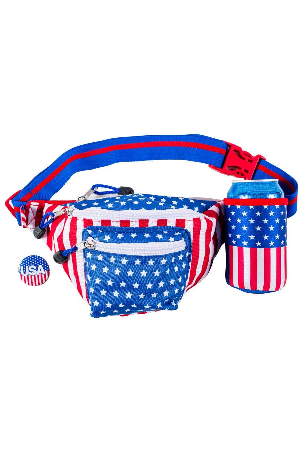 Freedom American Flag Fanny Pack Accessory w/ Drink Holder