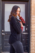 Load image into Gallery viewer, Buffalo Plaid + Leopard Pocket/Sleeve Top
