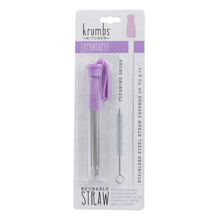 Expandable Reusable Steel Straw & Cleaning Brush
