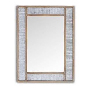 Wood framed wall mirror with urban galvanized accent