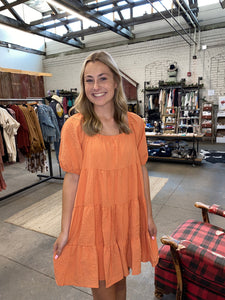 Orange Tiered Mini Dress
