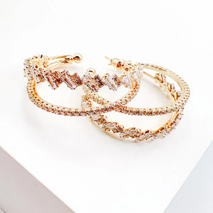 Elegant Gold Crystal Hoop Earrings